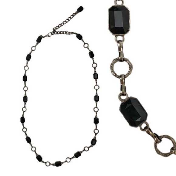 🔴 Costume Jewelry Black Rhinestones Necklace - Picture 1 of 4